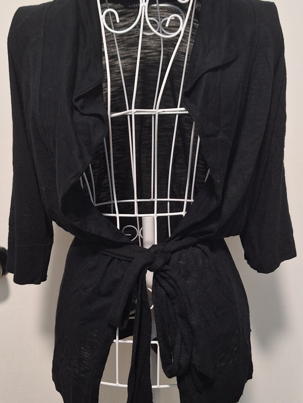 Banana Republic Black Knit Wrap Cardigan Top 3/4 Sleeve Women's Size M